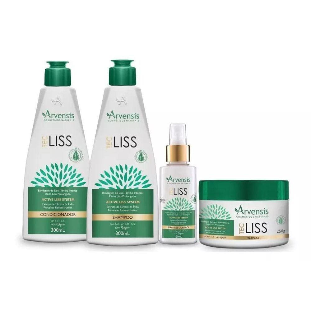 Kit Shampoo+Condicionador+Máscara+Protetor Arvensis Tec Liss