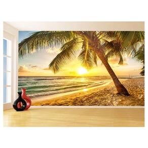 Papel De Parede 3D Paisagem Por Do Sol Mar Praia 3,5M Pds39