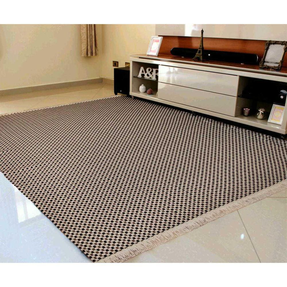 Tapete Sala Preto/Tabaco/Cru 2,00M X 1,40M 100% Algodão