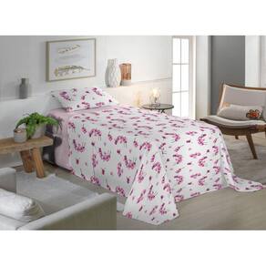 Jogo De Cama Solteiro 200 Fios Fiori - Larissa Rosa 7301
