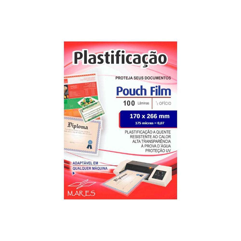 Pouch Film Plastificação 0,7 Meio Oficio 100 Lâminas - Mares