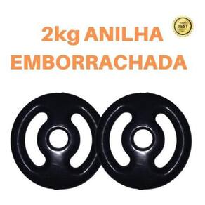 Kit 2 X Anilhas De 2Kg Emborrachada Super Premium Preta
