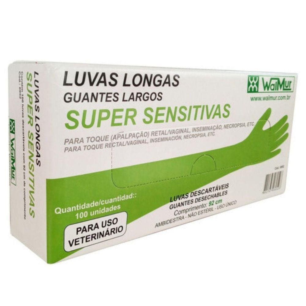 Luvas Longas Super Sensitivas Descartavel Com 100 Un