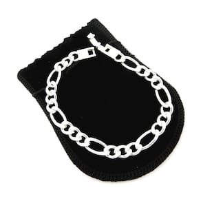 Pulseira Masculina 23Cm 7Mm Largura Folheada Prata Pl202