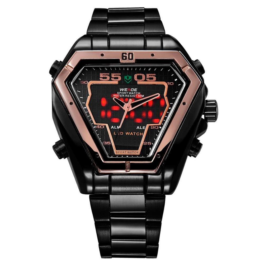 Relógio Masculino Weide Anadigi Wh1102B - Preto E Dourado