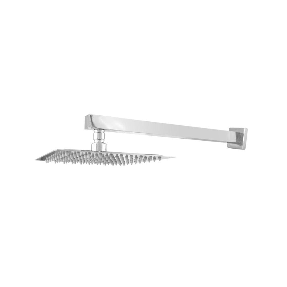 Ducha Chuveiro Slim Quadrada de Metal 20 x 20 com Braço 38cm
