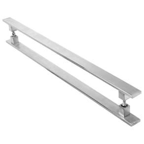 Puxador Inox Escovado Para Porta Pivotante Madeira 80Cm