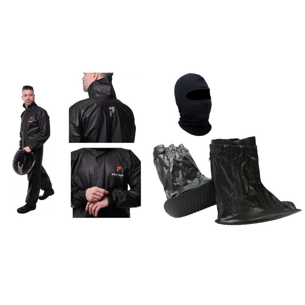 Capa De Chuva Pioneira Pvc + Polainas + Balaclava Tamanho G