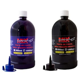 Kit 2 L de tinta para pincel de quadro branco azul e preto