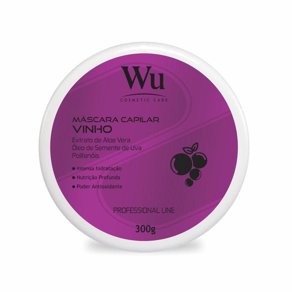 Máscara Capilar Vinho Terapia Profissional 300Gr Wu Cosmetic