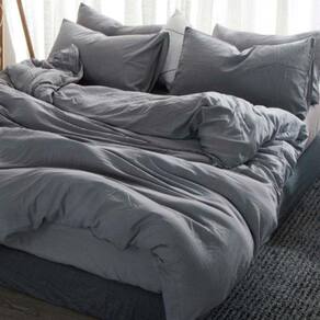 Jogo Cama Cinza Casal Super King 4 Peças Edredom 300X300Cm