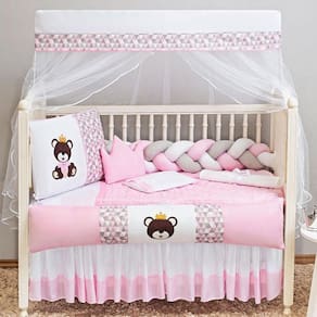 Kit Enxoval De Berço Feminino Completo 11 Pelas Rosa Claro