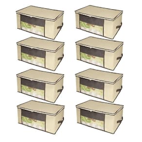 Kit 08 Caixa Organizadora Em Tnt Com Visor 45 X 45 X 20Cm