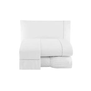 Jogo De Lençol 400 Fios Queen 4 Peças Branco