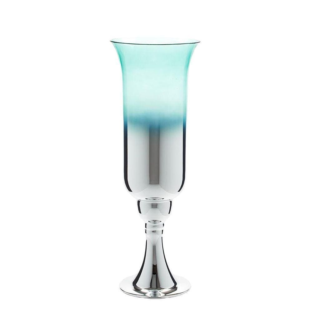 Vaso De Vidro Prata/Verde 55Cm