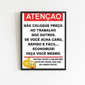 Quadro Aviso Para Clientes Sem Noção 33X24Cm