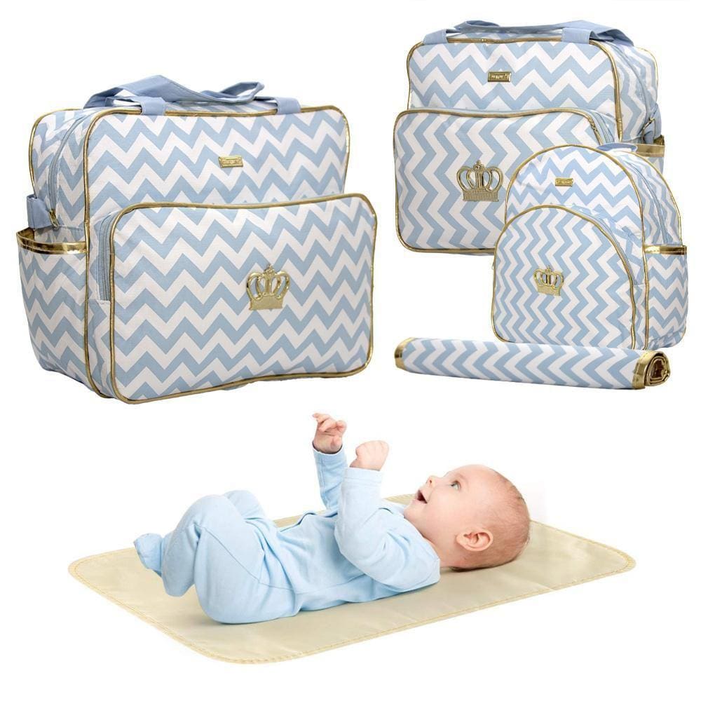 Mochila Maternidade Bolsa Grande Mamãe Bebê Multifunção Azul