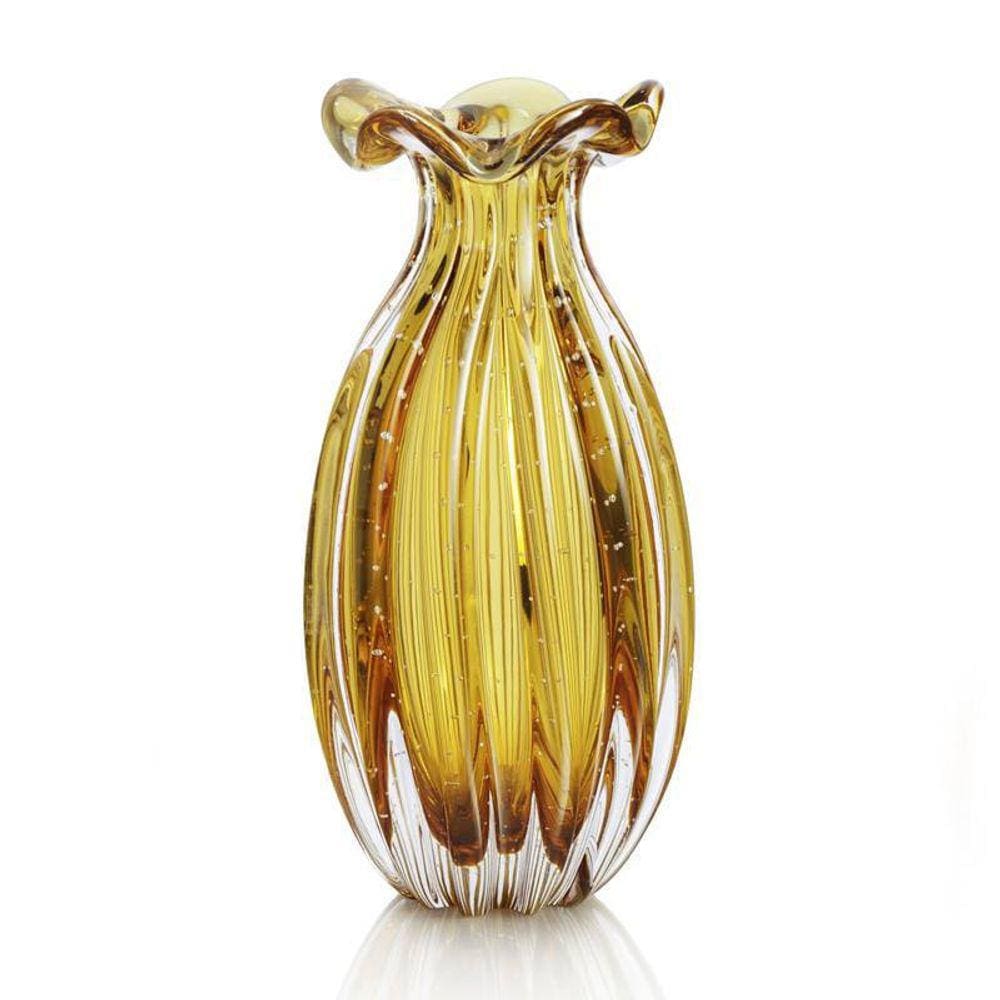 Vaso Murano Trouxinha Ambar 21cm - Cristal São Marcos