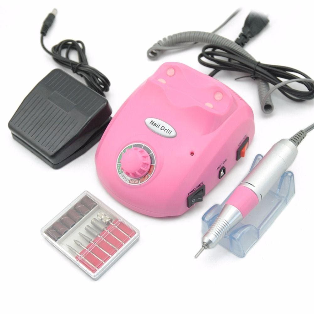 Lixadeira Elétrica Unhas Nail Polisher Pedal Pro Rosa 110v