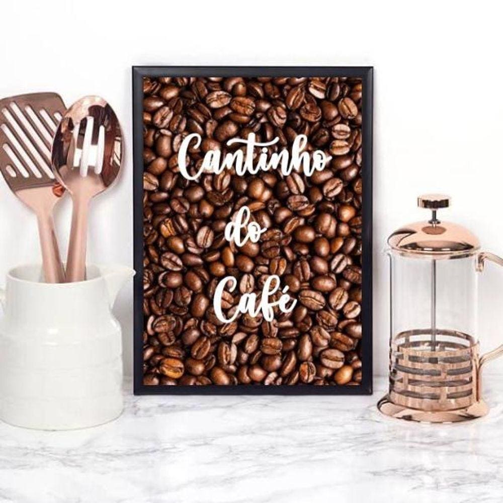 Quadro Cantinho Do Café Fotografia Grãos 24X18Cm - Com Vidro
