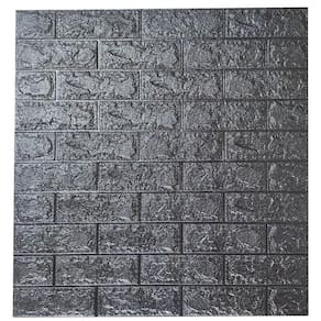 Kit 10 Placa Painel 3D Tijolo Preto Auto Adesivo 70 X 77 Cm