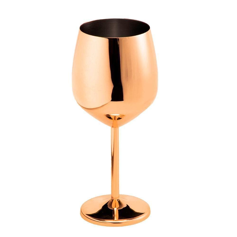 Taça Metalizada Vinho Drink Gyn Festa Buffet Rosé Gold 500Ml