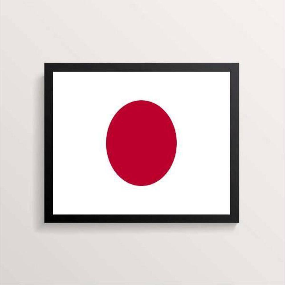 Quadro Decorativo Bandeira Japão 33X24Cm - Com Vidro