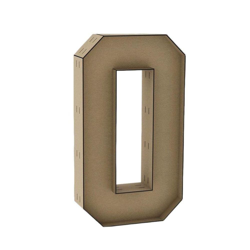 Número 0 Letra Caixa Grande Mdf 90Cm De Altura Decoração