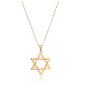 Corrente Estrela De Davi Banhado A Ouro 18K