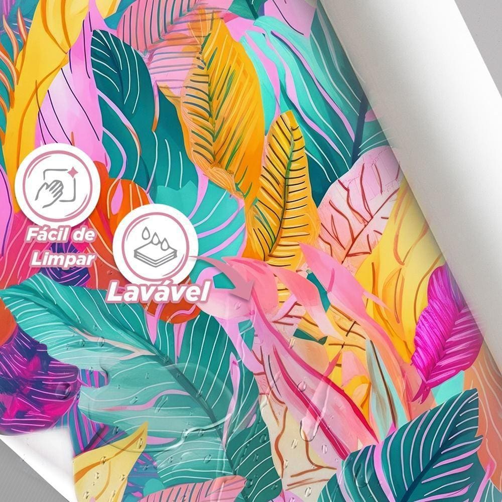 Papel De Parede Painel 3D Folhas Bananeira Colorida 2,5M