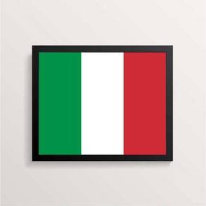 Quadro Decorativo Bandeira Itália 45X34Cm Moldura Preta