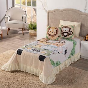 Colcha Cobre-Leito Infantil Solteiro 4 Peças Safari