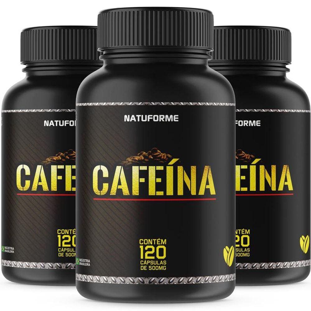 Kit 3 Potes Cafeína 500Mg Com 120 Cápsulas Natuforme