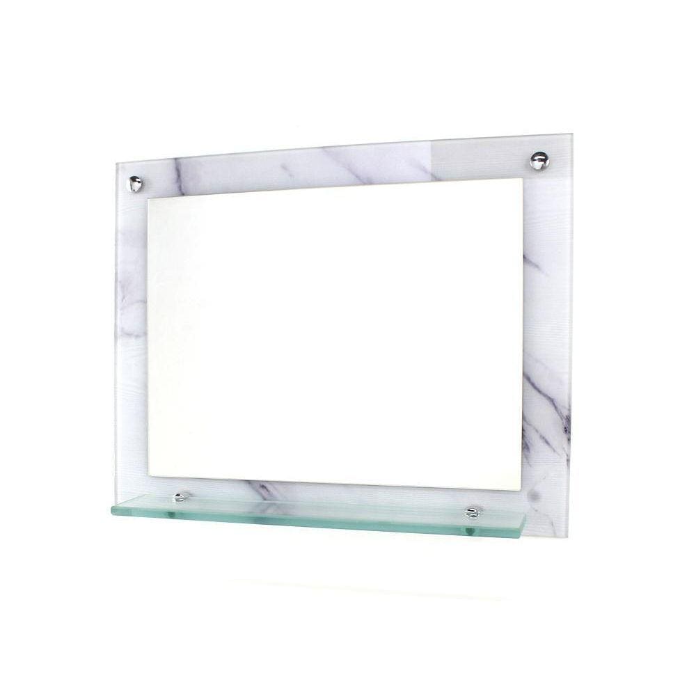 Espelho Banheiro Com Prateleira 50Cm X 40Cm Mármore Branco