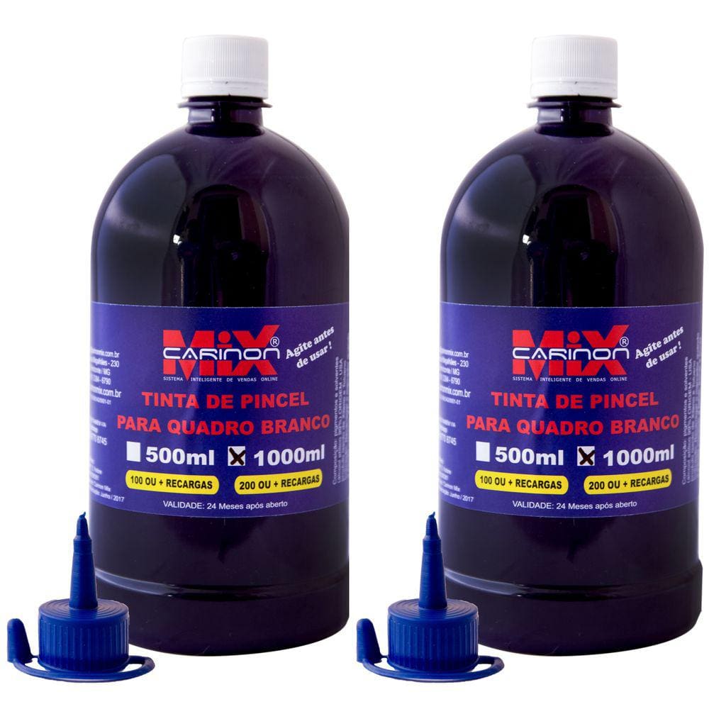 Kit 2L de tinta para pincel de quadro branco nas cores Azul
