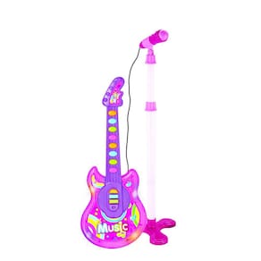 Guitarra Com Microfone Pedestal Infantil Azul
