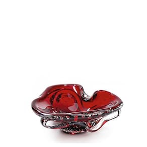 Centro De Mesa Mini Cristal Murano Vermelho São Marcos 23cm
