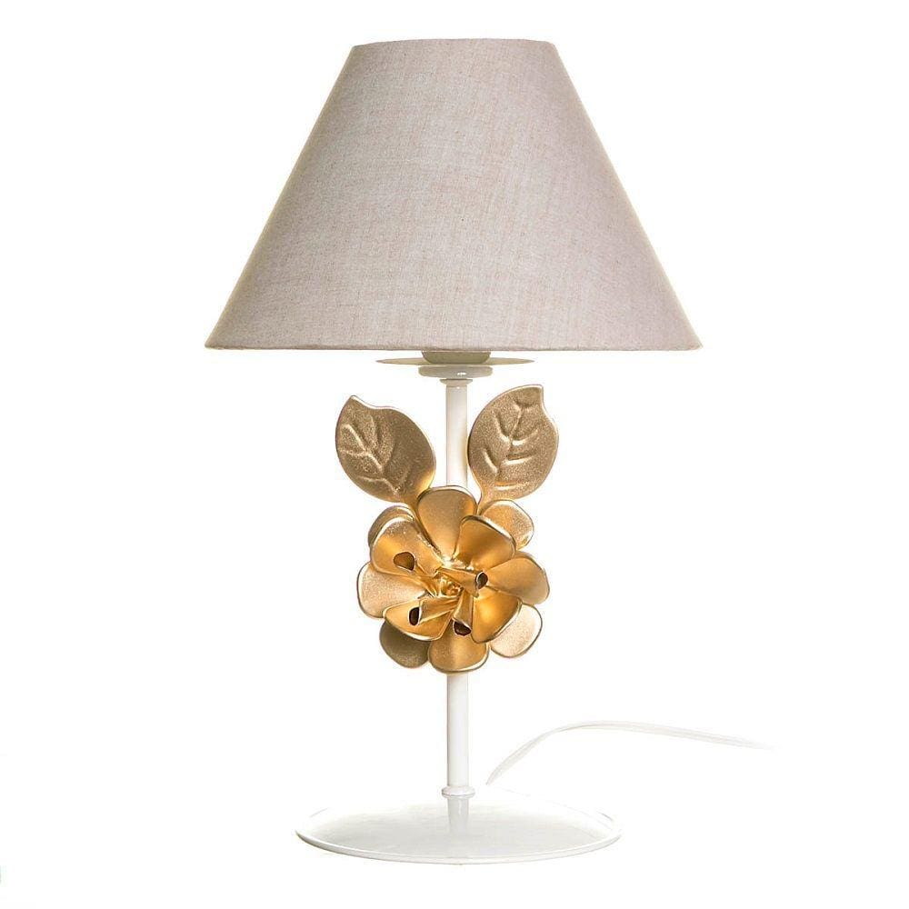 Abajur Metal Flor Grande Dourada Quarto Bebê Infantil