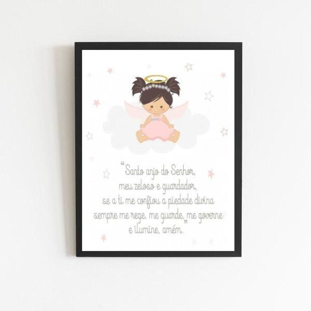 Quadro Santo Anjo Anjinha Menina 33X24Cm