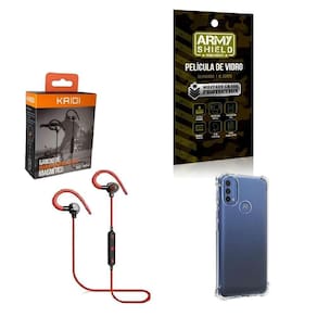 Kit Capinha Moto E40 Fone Bluetooth E Película De Vidro 3D