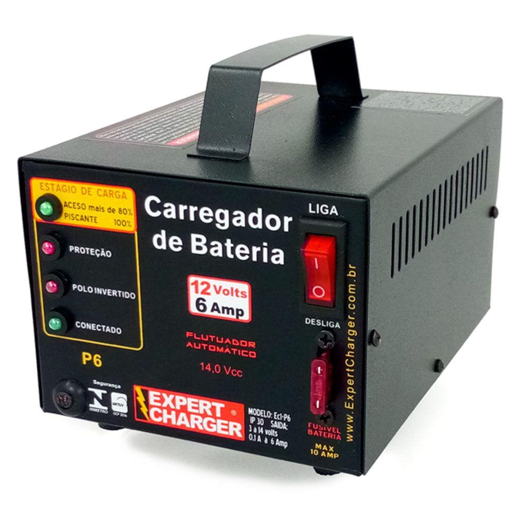 Carregador Bateria 12 volts 6A - Inteligente Flutuador