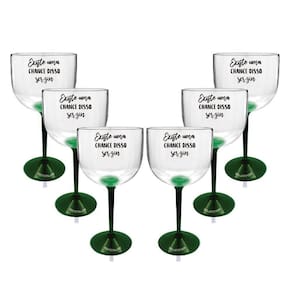 Kit 6 Taças Gin Bicolor Verde Acrílico Personalizada