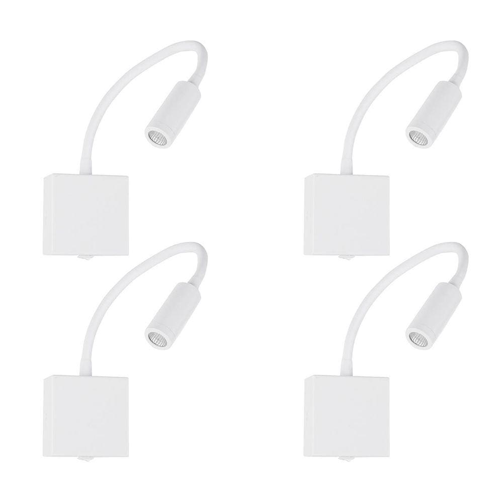 Arandela Articulada Led 3W Leitura Branca Cabeceira 4un