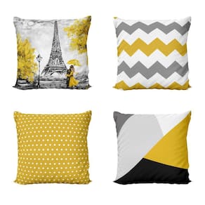 Almofadas Amarelas Decorativas Cheias Paris Para Sofá 40X40