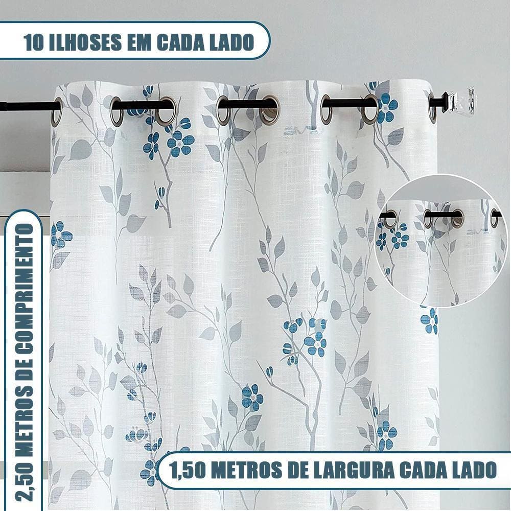 Cortina Para Sala E Quarta De 250X300Cm Flowers Amarelo