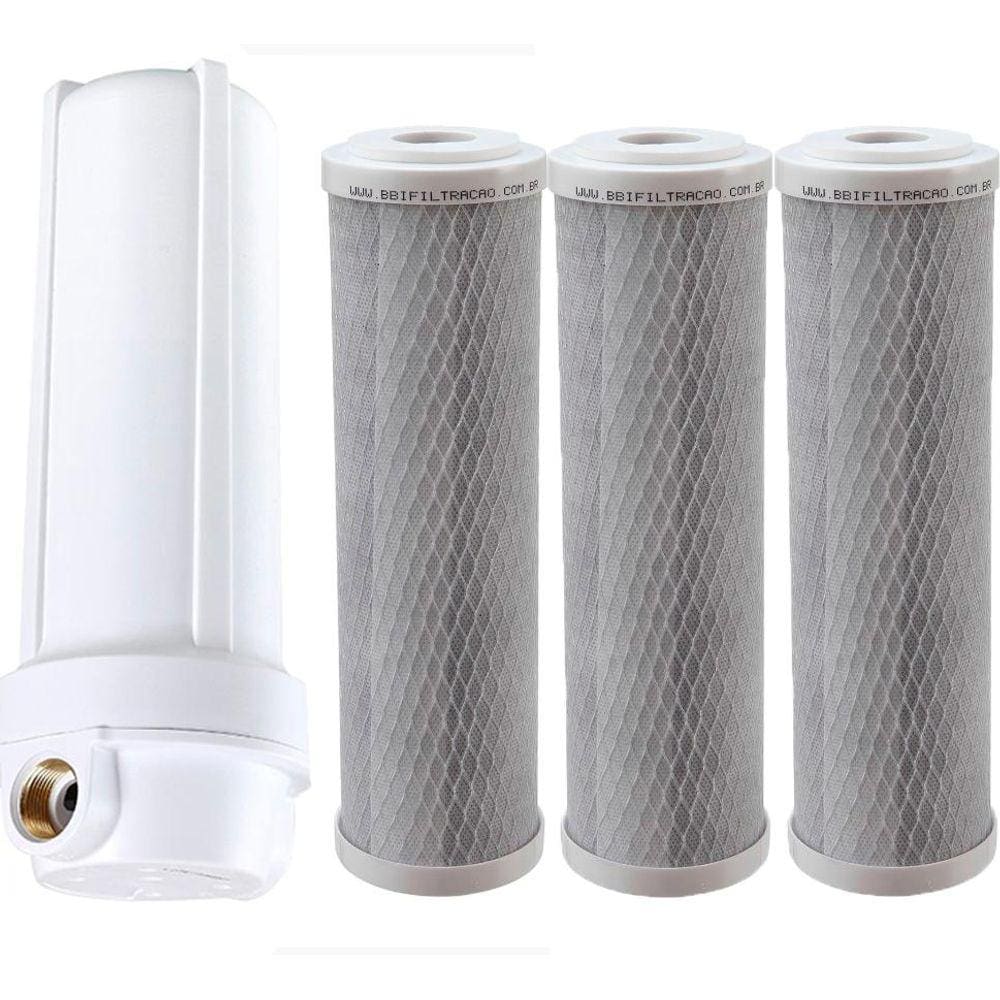 Filtro Caixa Água 3 Refil Carvão Ativado Remove Cloro