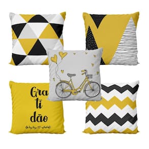 Almofadas Amarelas Decorativas E Geométricas Para Sala 40X40