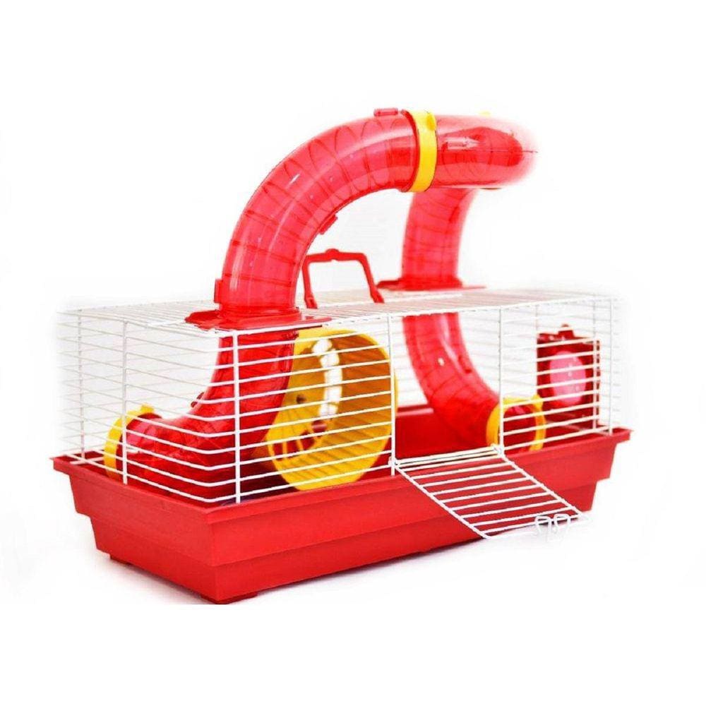 Gaiola Hamster Roedores Bragança Tubos 1 Andar Cor Vermelha