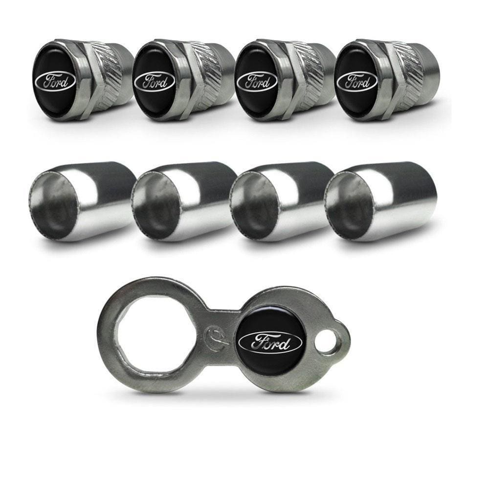 Bico Pneu Cromado Roda Válvula Antifurto Ford Azul Metal