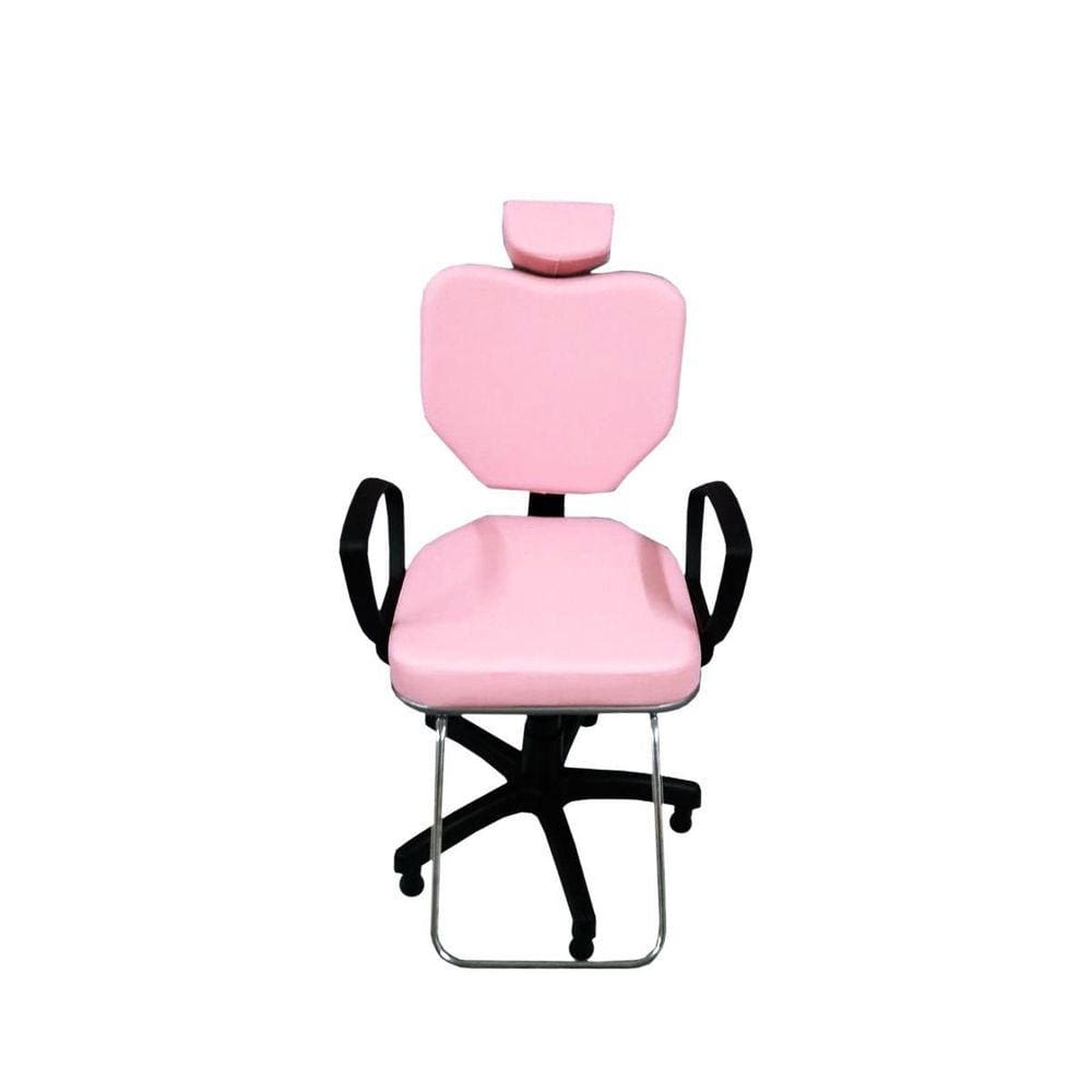 Cadeira Poltrona Fixa Para Cabeleireiro Maquiagem Rosa Bebe
